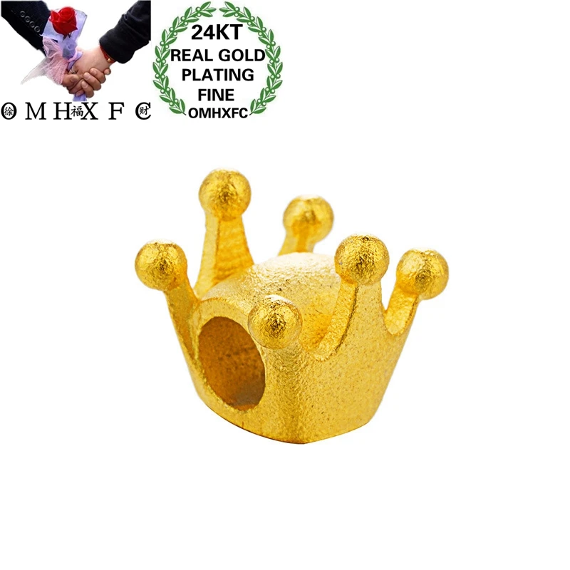 

OMHXFC Wholesale European Fashion Fine Woman Man Party Birthday Wedding Gift Crown DIY Accessories 24KT Gold Pendant Charm PN303