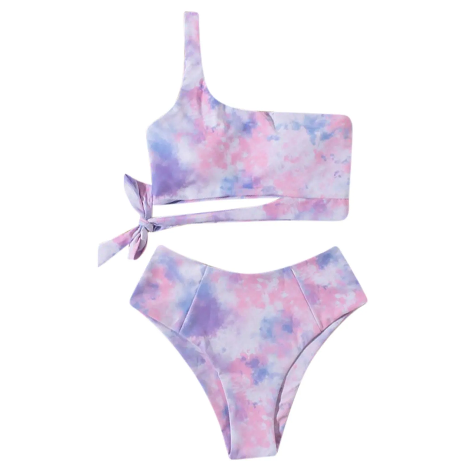 Новый женский купальник с разрезом на плечах принтом сексуальный бикини одно