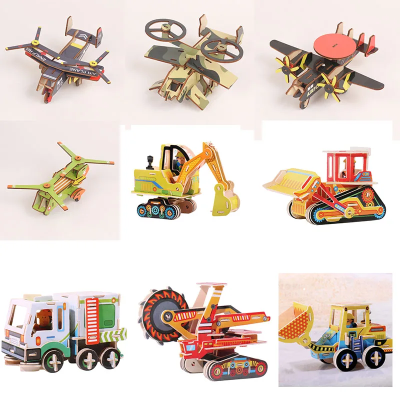 Воздушные суда экскаватор автомобиль деревянные игрушки головоломки для детей