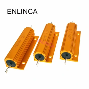 Резистор с проволочной обмоткой, с алюминиевым силовым металлическим корпусом, 100  0,01 ком, 100 0,05 0,1 1 0,5 2 6 8 10 20 1,5 100 150 1 кОм, 200 Вт