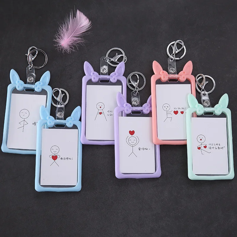 Креативный мультфильм имя Кредитная бейдж карта силиконовый кролик держатель