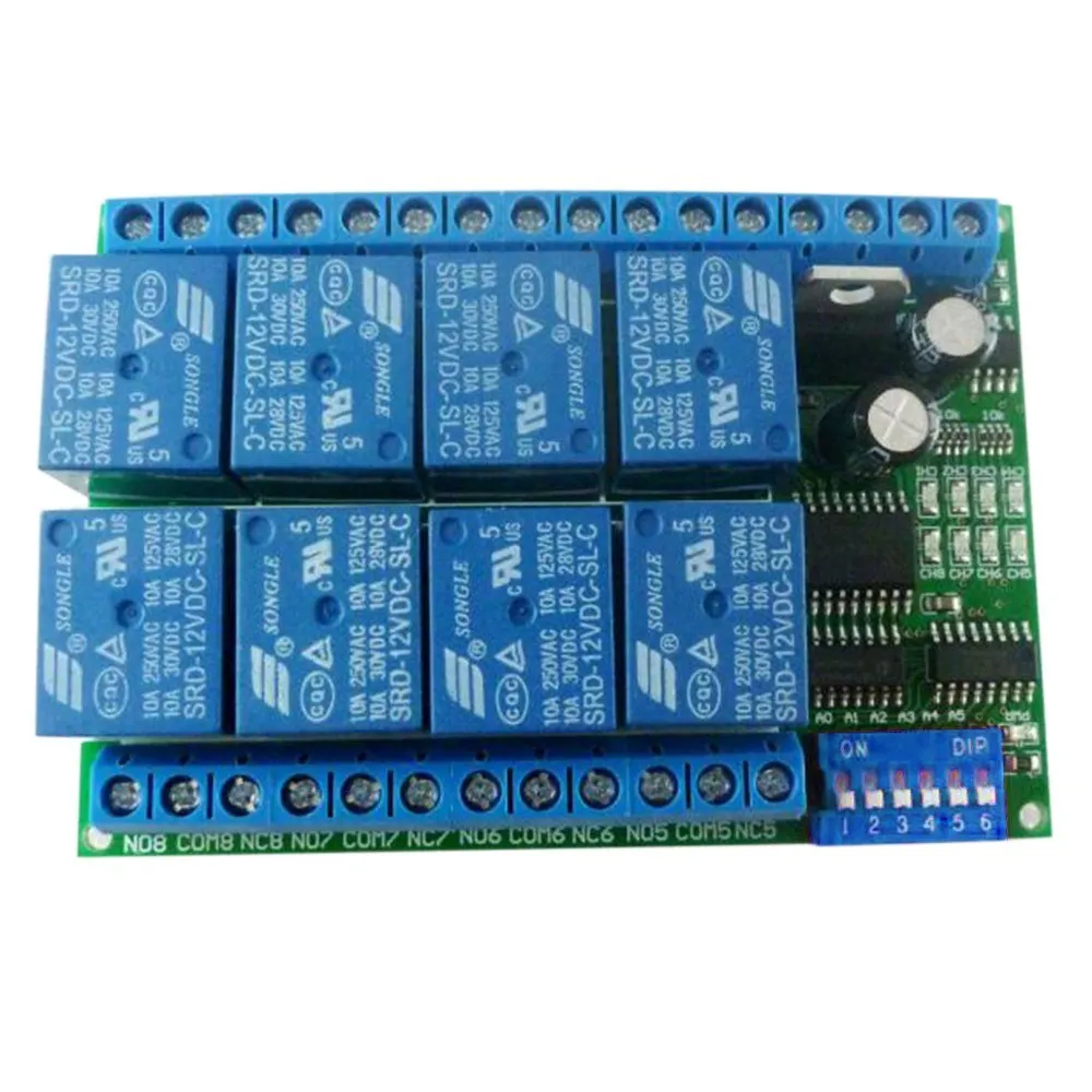 

Реле RS485 Modbus RTU 12 В 8 каналов, протокол последовательного порта дистанционного управления для платы управления PLC