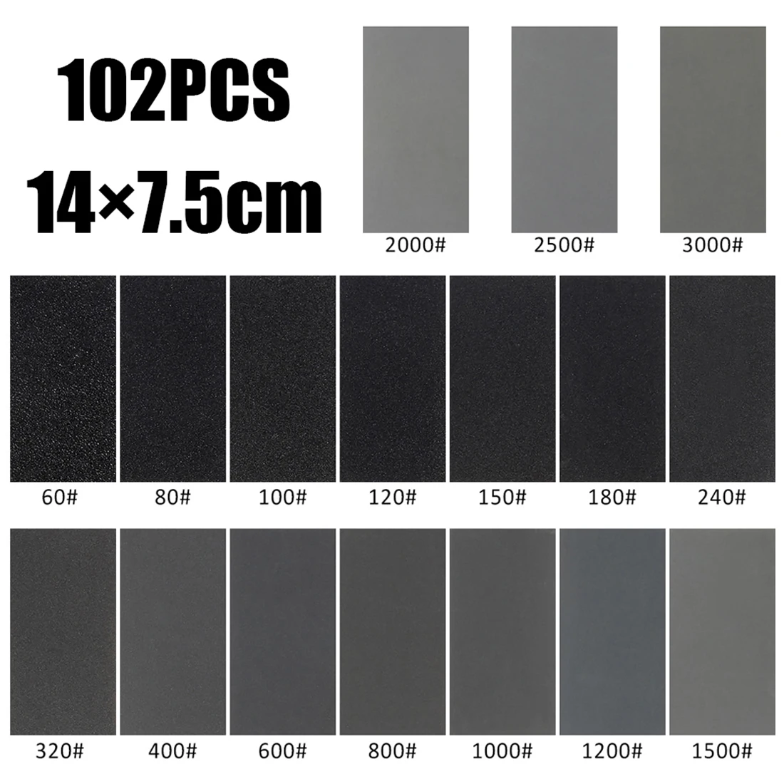 

102PCS 60-3000 Grit Wet Dry Sandpaper Abrasive Paper Sanding Sheet For Sanding Polishing Sanding Wood Furniture 140x75mm