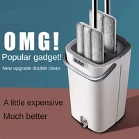 the new mop set free hand wash mop household mopping flatbed one mop wet and dry lazy stainless steel mop set bucket