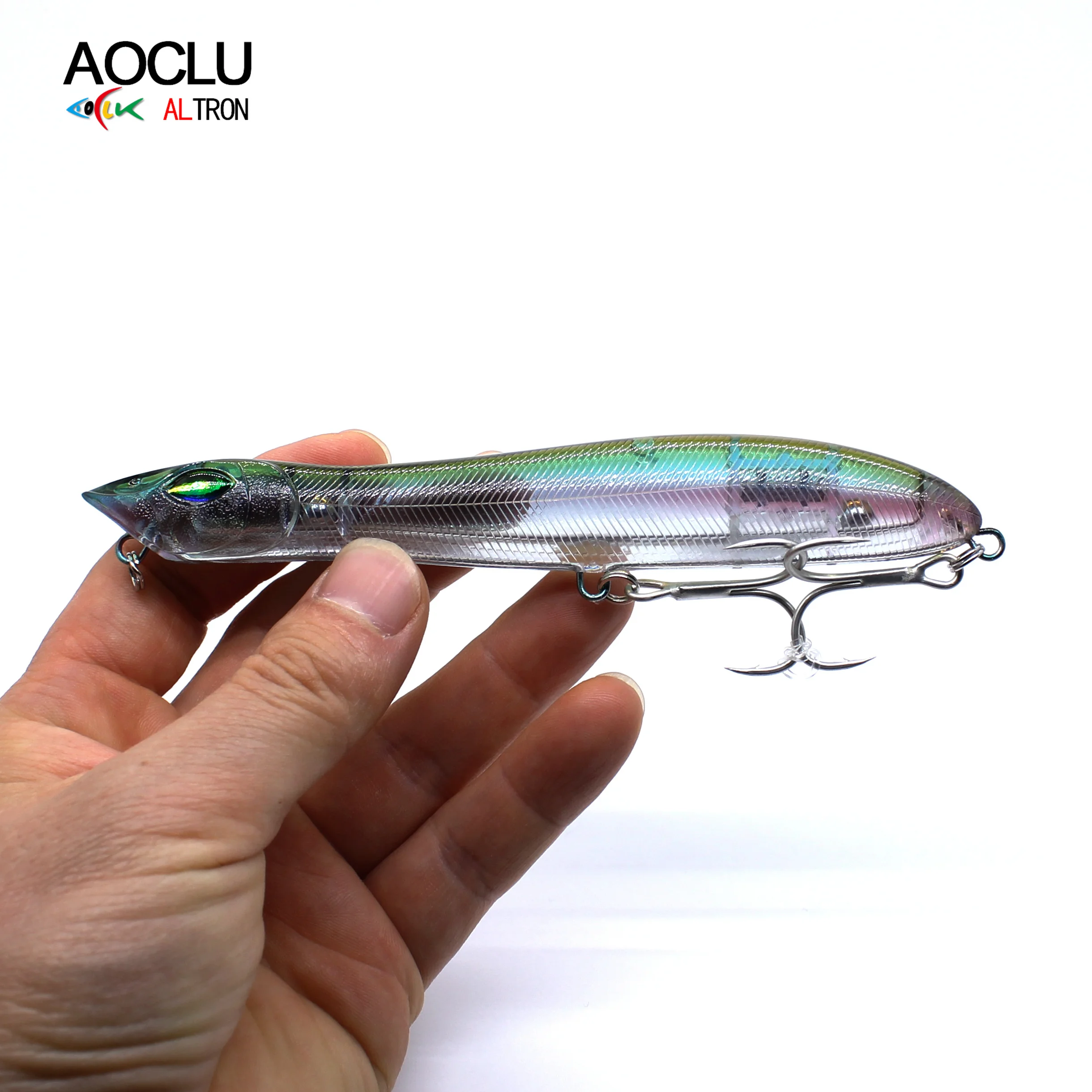 AOCLU Super Quality 8 Colors 140mm 26g Top Water Hard Bait Fishing lure Stick Pencil long distance cast shake floating 2# hooks