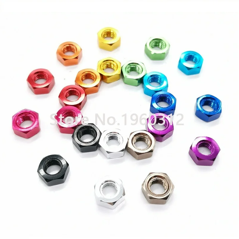 10pcs DIN934 colourful m3 m4 m5 m6 Aluminum Alloy Hexagonal Hex Nut Lock Nuts for FPV RC Multicolor Red Purple Royal Gold Pink |