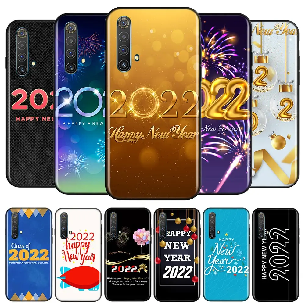 

Christmas happy New Year 2022 For OPPO A74 A94 A93 A73 A53 A32 A31 A72 A12E A12 A11 A9 A5 2020 5G AX7 Black Phone Case