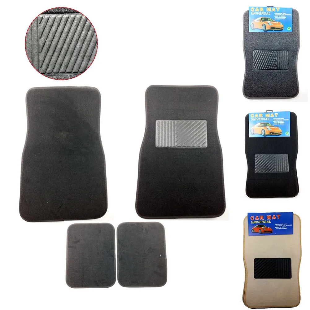 

4pcs Full Set Carpet Floor Mats Universal Fit Mat For Car SUV(Black) Car Interior Accessories Car Pads