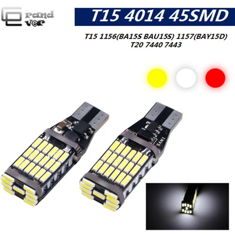 Светодиодные лампы Canbus T15 1156 BA15S BAU15S LED 4014 45SMD Super bright1157 BAY15D для автомобильного