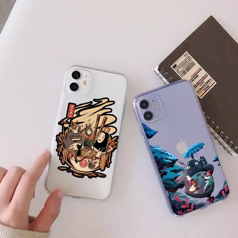

Cute Totoro Spirited Away Ghibli Phone Case Transparent for Clear iPhone 11 12 8 7 6 6S XS MAX Plus X 5S SE 2020 XR mini pro