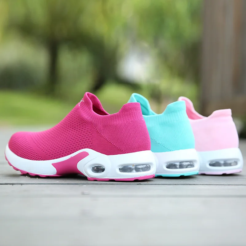 Кроссовки-носки женские сетчатые повседневные лоферы без шнуровки плоская