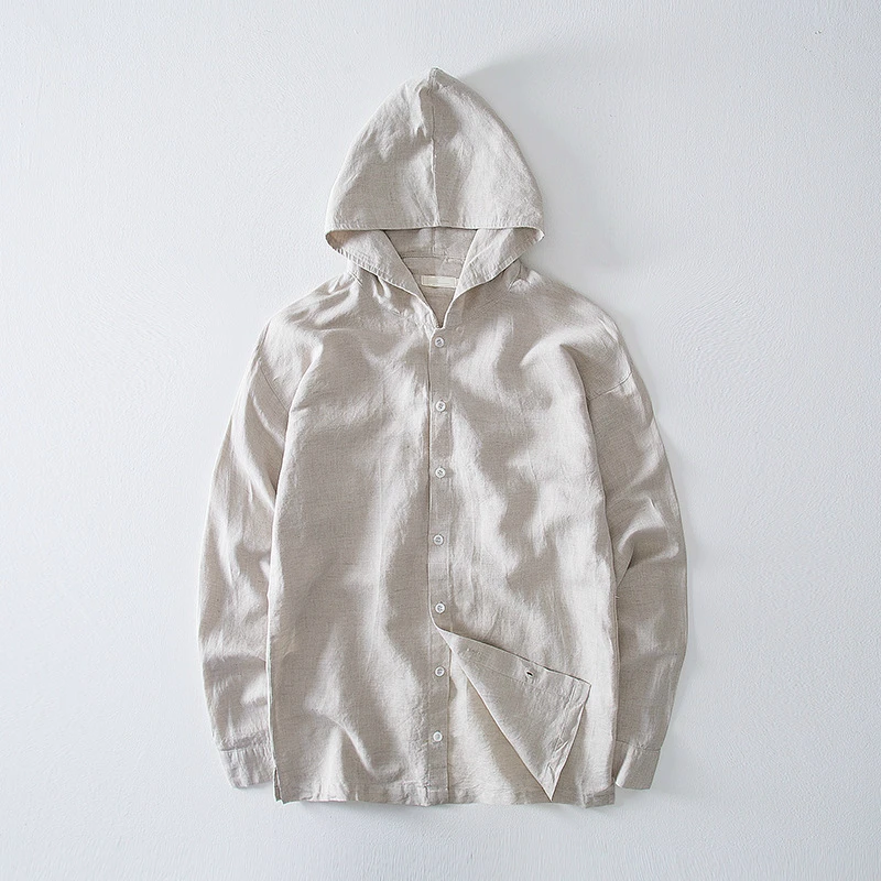 Модные весенние серые льняные рубашки для мужчин с длинным рукавом серая мужская