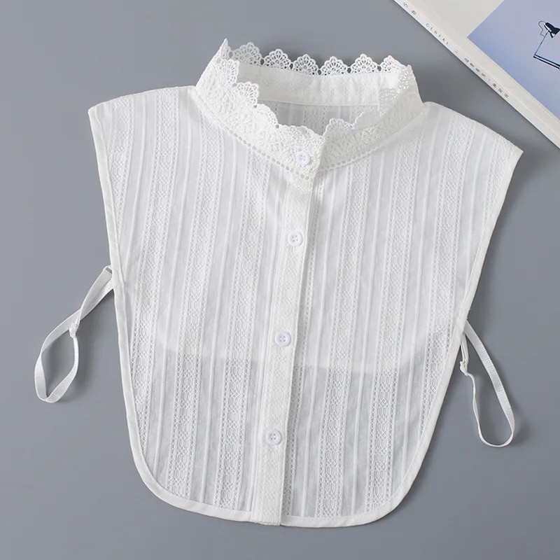 

New Autumn And Winter Fake Collar Lace Stand Jacquard Shirt Chiffon Sweet Style Versatile Sweater shirt women
