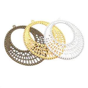 10 шт., серебристыезолотистыеСтроительные оболочки, овальные разъемы для цветов, металлические изделия, подарки, украшения сделай сам, 64*80 мм