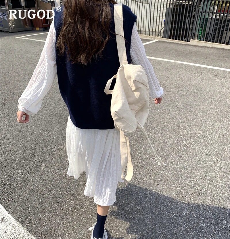 Женский однобортный Кардиган RUGOD винтажный без рукавов с геометрическим принтом