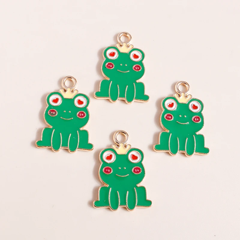 

10pcs 17*24mm Original Cute Cartoon Frog Prince Charms Pendants for Necklaces Earrings Making Accessories diy Animal Charms