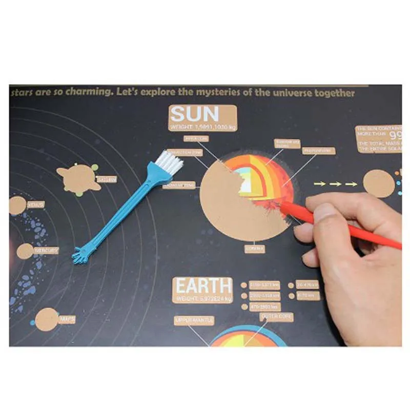 2019 большая карта царапин черного золота Вселенной солнечная система научное