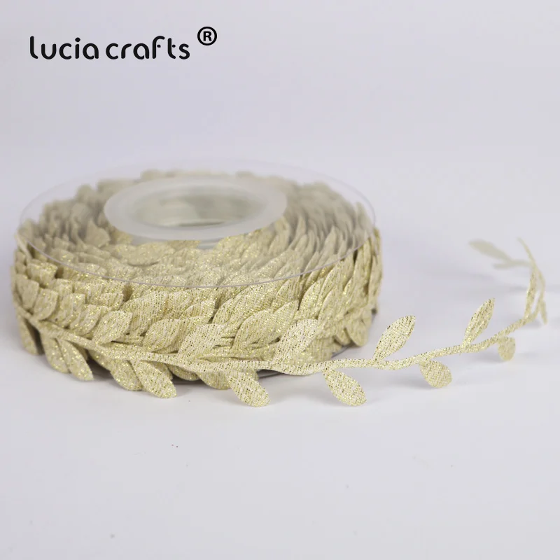 Lucia crafts 1 рулон/лот(10 метров/рулон) 30 мм листья отделка украшения лист ленты DIY ткань аппликации швейная одежда Q0708 - Цвет: Gold