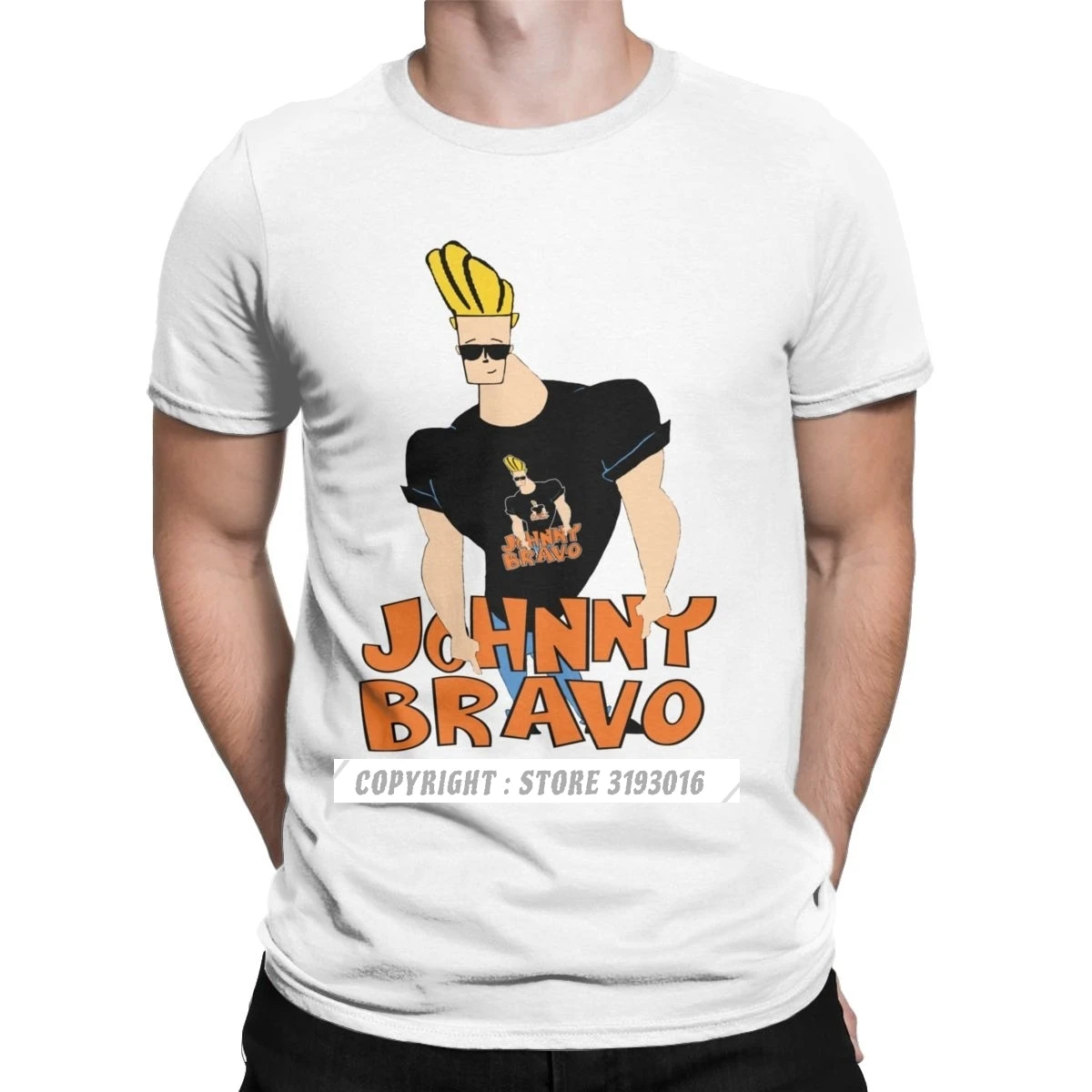 Johnny Bravo Tshirts Crazy T-Shirts O Neck Pretty Glasses Sweatshirt Men's Fashion Tops & Tees Christmas Tee Shirt EU Size
