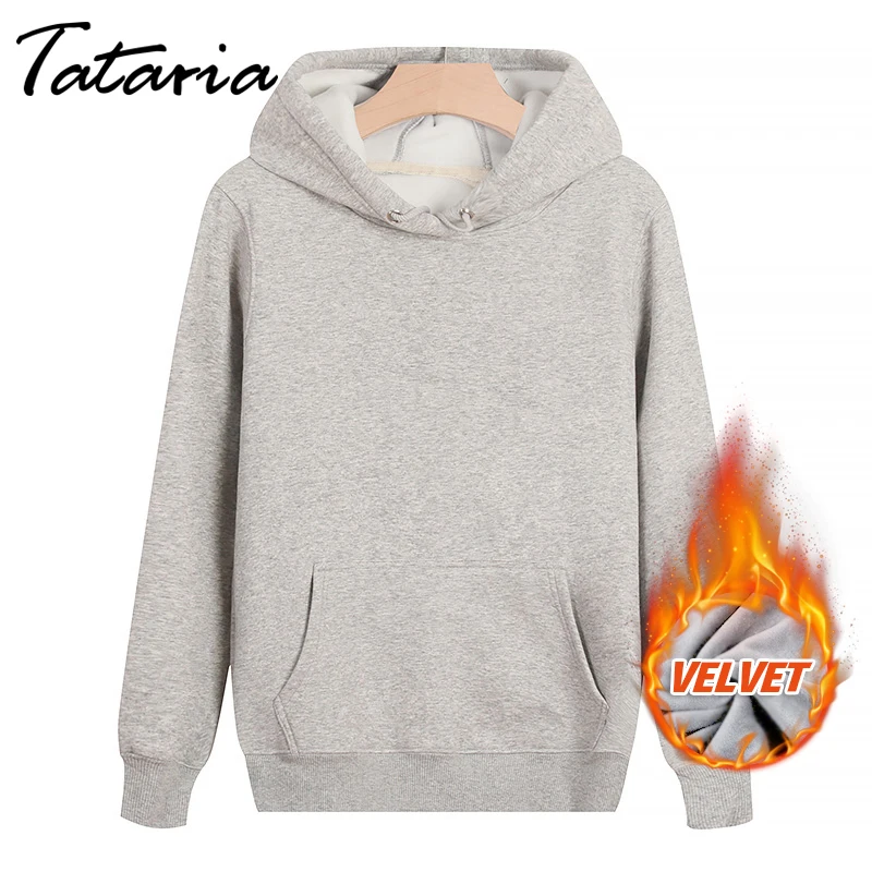 Tataria S-5XL размера плюс женские толстовки Толстовка для женщин осень зима бархатное пальто Женская толстовка с капюшоном и длинными рукавами