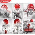 Алмазная живопись HUACAN, японские самураи, вышивка крестом, Алмазная мозаика, цветы вишни, Настенный декор, домашнее искусство