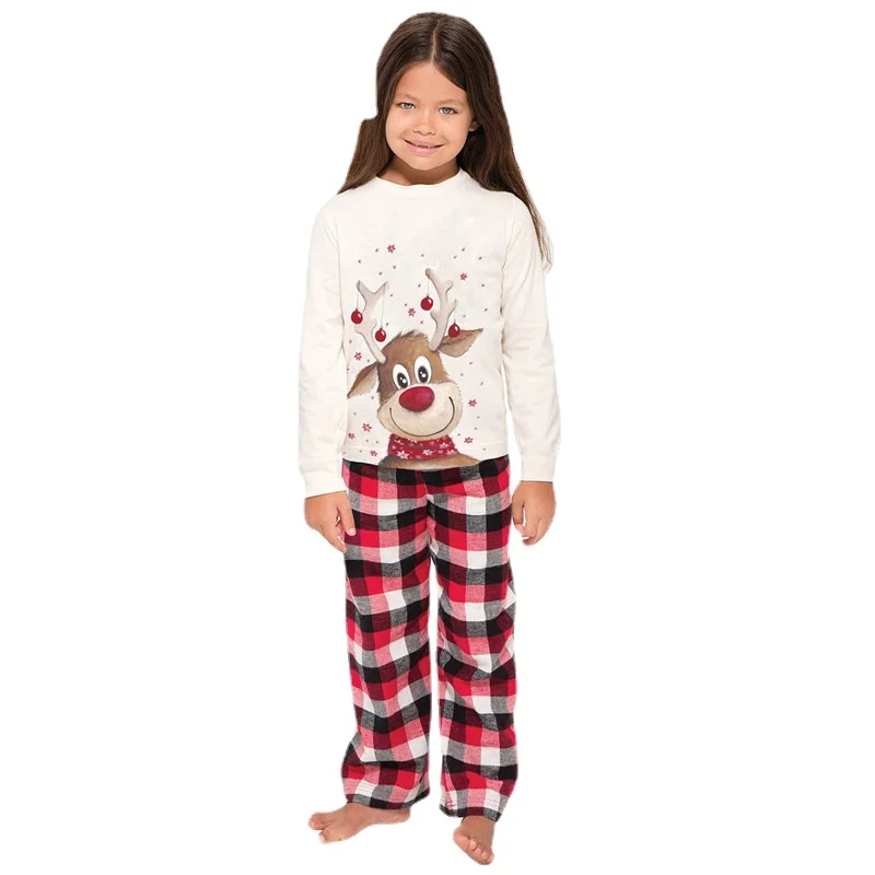 2021 Christmas Fashion Parent-child Pajamas Home Service Two-piece Suit Christmas Pajamas