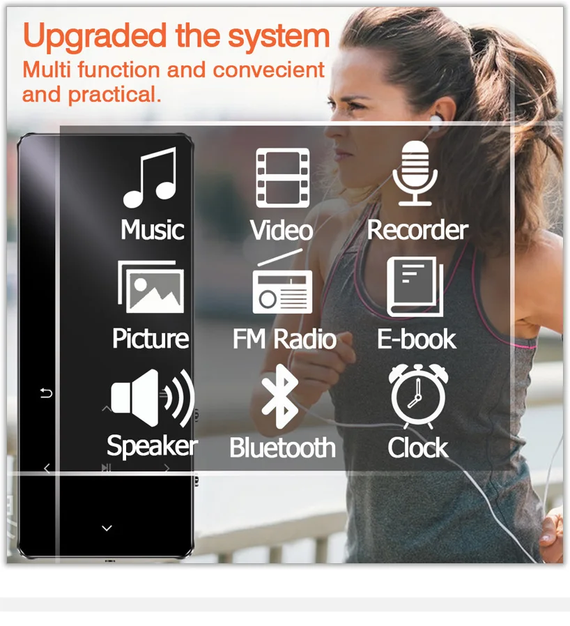 REDANT Bluetooth MP3 плеер hifi lossless мини музыкальный плеер с fm-радио динамик наушники, спорт MP 3 портативный металлический walkman