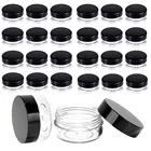 50 шт. 10 мл прозрачные пластиковые круглые банки с черной крышкой с широкой горловиной контейнеры для хранения косметики для косметических продуктов, крема, скрабы