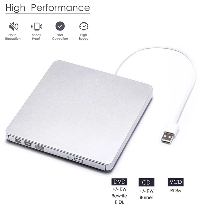 YAHEY USB 2,0 Внешний DVD привод проигрыватель дисков DVD-RW горелки оптический CD/DVD приводы писатель рекордер портативный для портативных ПК Windows
