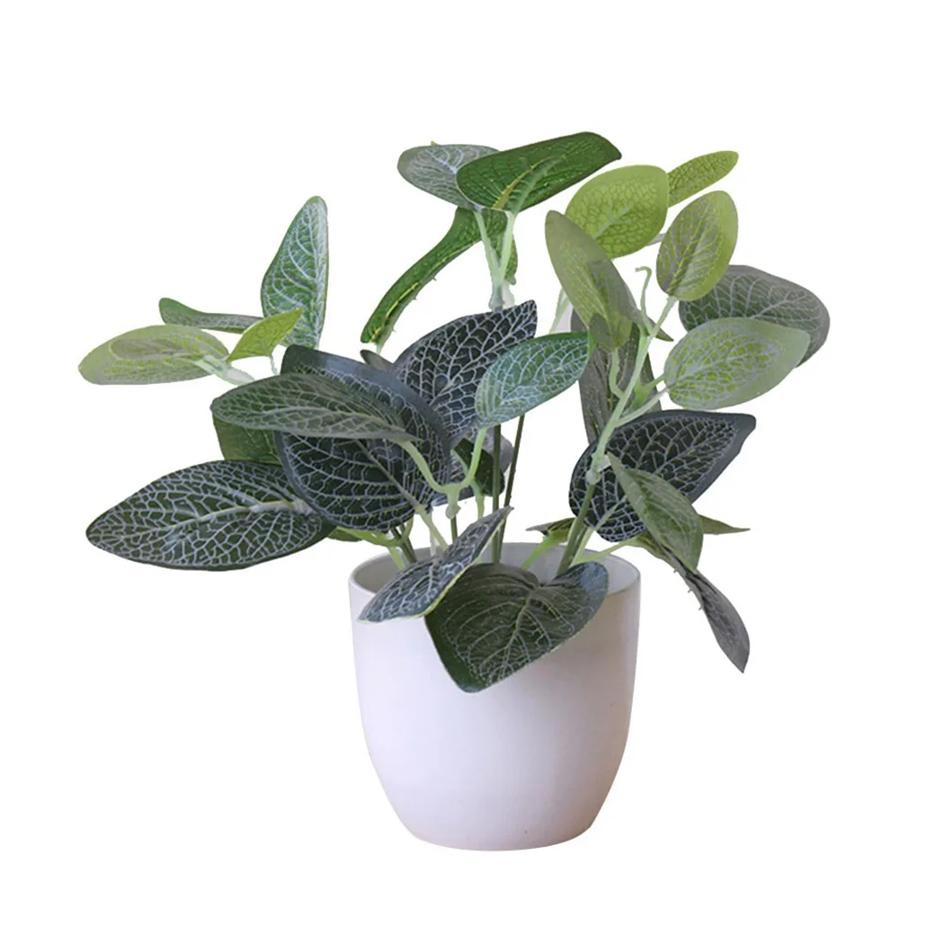 

1pcs Fresh Artificial Foliage Desktop Plant Potted Green Plants Flower Bonsai Home Garden Office Decor