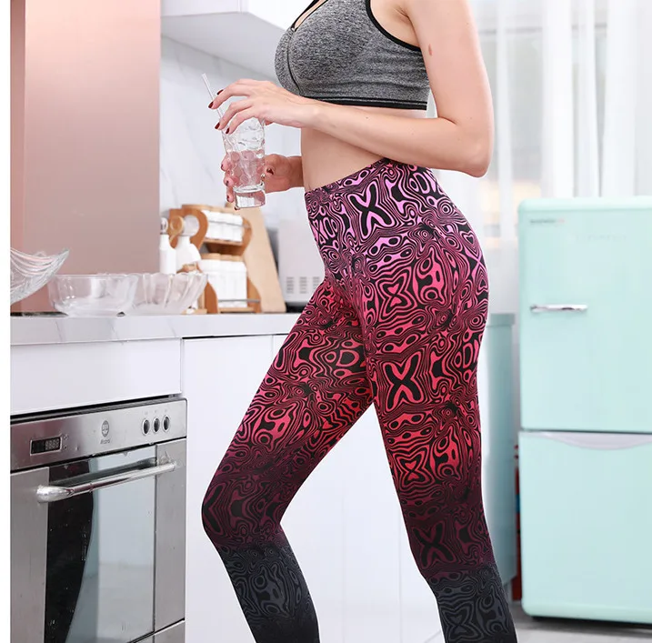 Модные женские градиентные штаны для йоги леггинсы с высокой талией стрейчевая