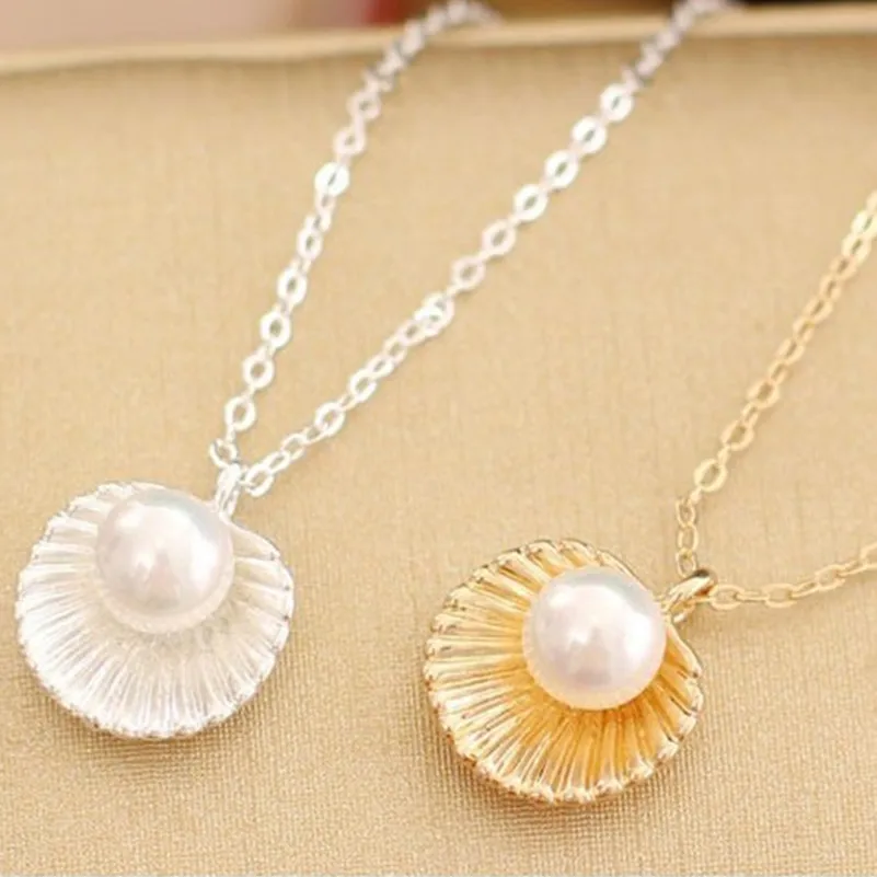 Женское ожерелье с подвеской в форме ракушки короткое до ключицы корейский