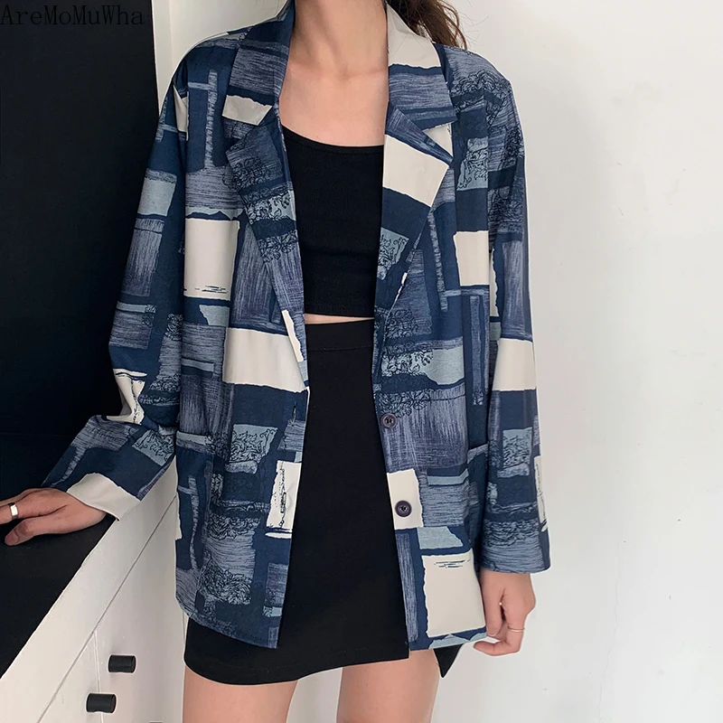 Осенний новый костюм AreMoMuWha с длинным рукавом и принтом женский пиджак 2019