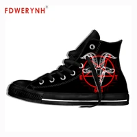 mens canvas casual shoes pentagram band rock pop band metal music customize pattern color high top lace up lightweight shoes