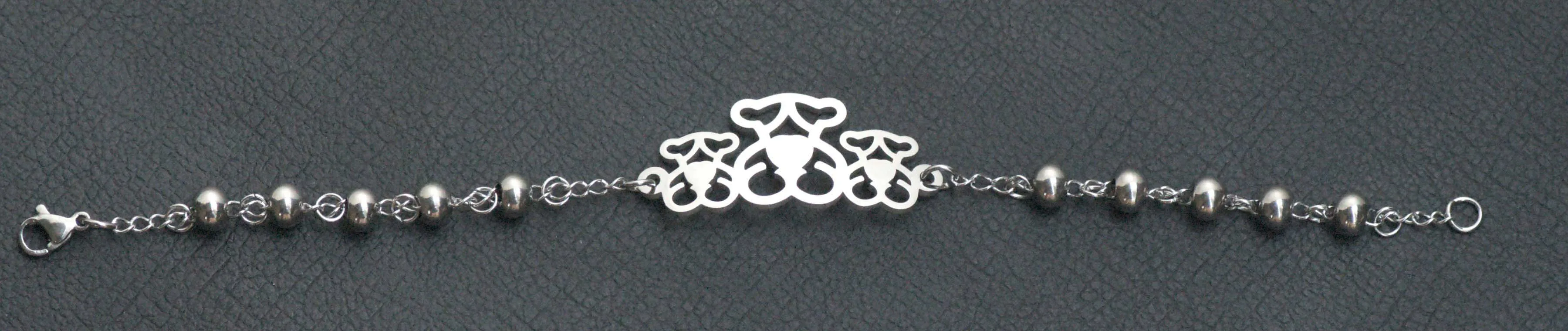 

Hollow Bear Stainless Steel Thick Bracelet Color Simple Bear Bracelet Multiple Bear Buckle Bracelet