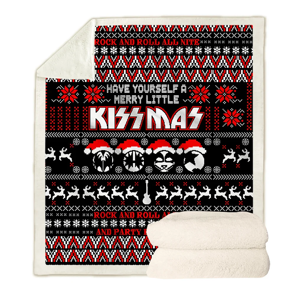 

CLOOCL Newest Hip Hop Rock KISS Band Blankets 3D Print Double Layer Casual Sofa Travel Teens Bedding Throw Blanket Plush Quilt