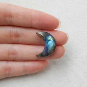 Сверкающий Лабрадорит из натурального камня в форме Луны, кабошон 22x15x5 мм 2,2 г