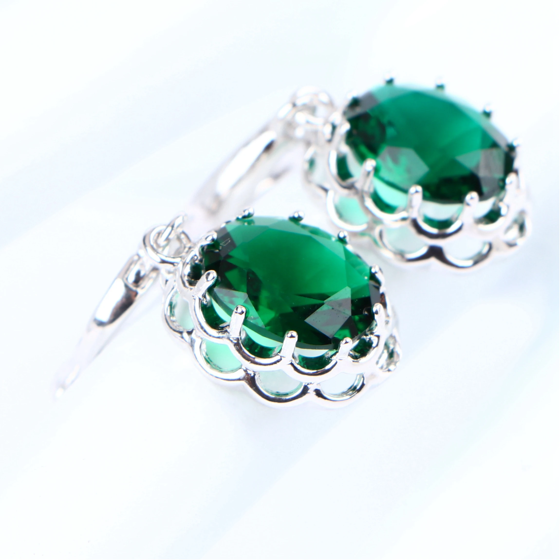 Зеленый кубический цирконий 925 костюмы серебряные украшения наборы для женщин