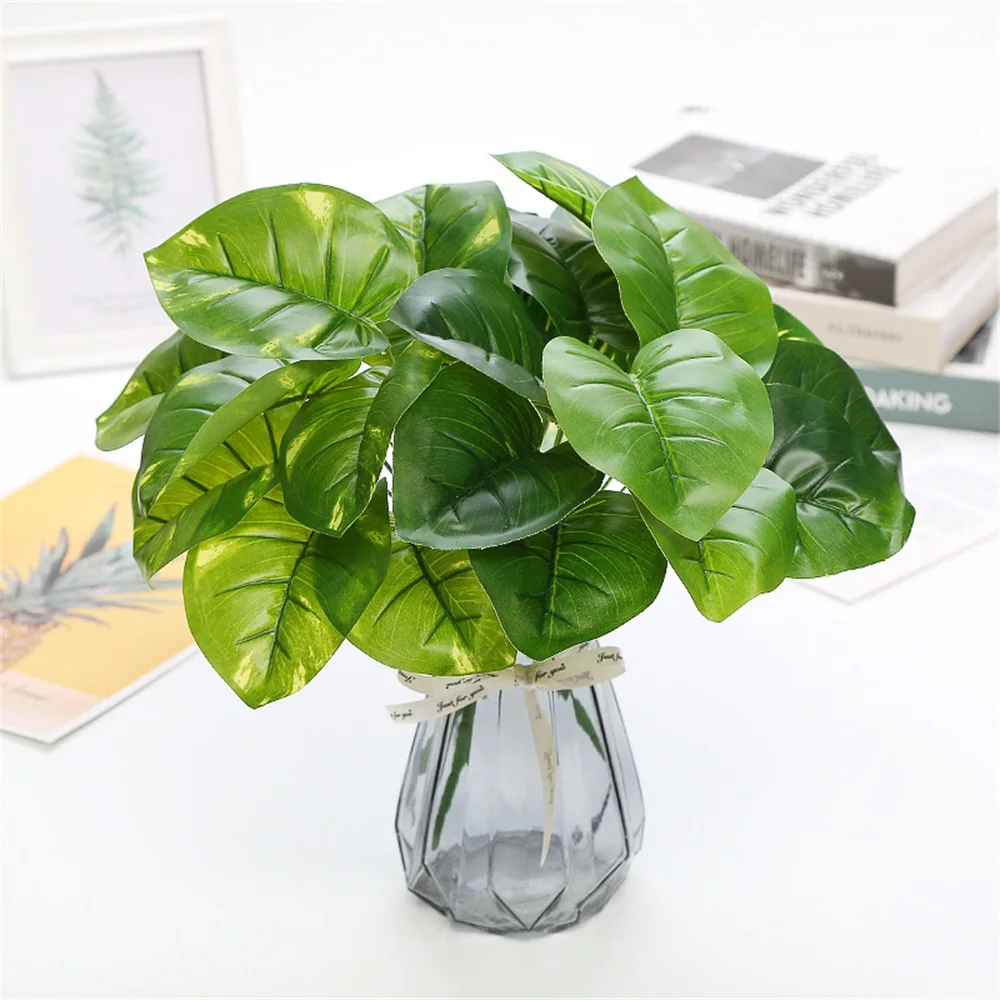 

Artificial Potted Plants Decor Green Turtle Leaf Palm Tree Branch Tropical Monstera Turtle Leaves Wedding Birthday Party Decor