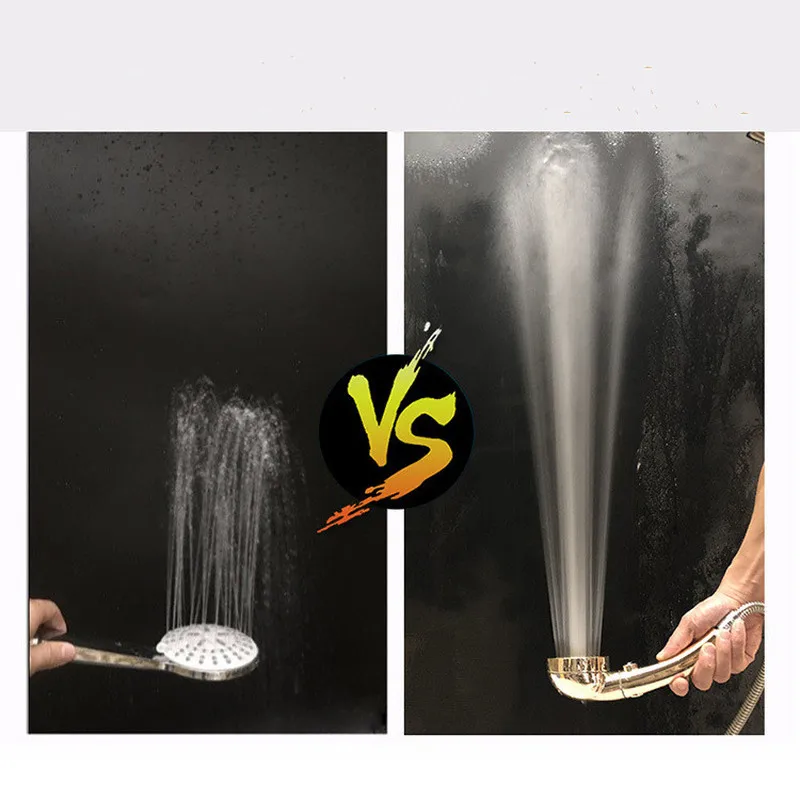 high pressure bathroom shower head 3 function adjustable powerfull boosting spray bath water saving rain shower head golden free global shipping