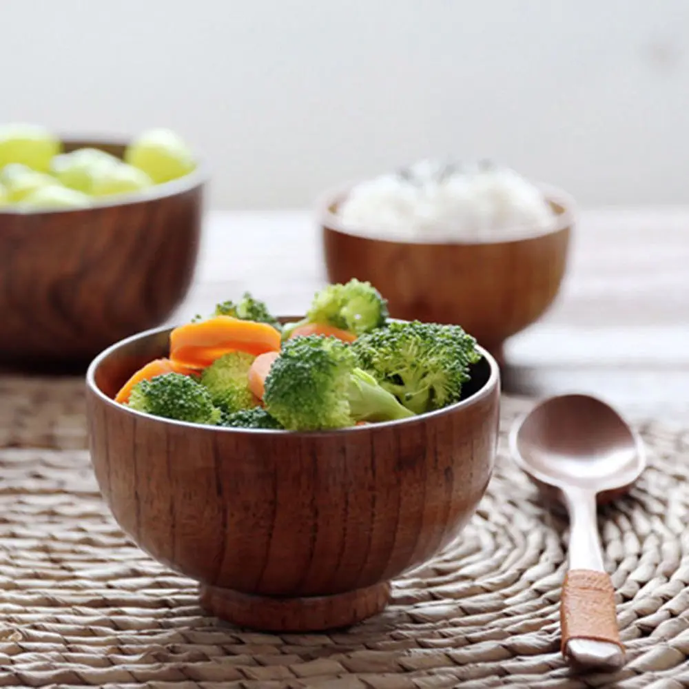 

Wooden Bowl Japanese Style Soup Salad Rice Sugar Natural Wood Tableware Utensil For Kitchen Ramen Noodles Dinner Set For Serving