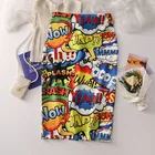 Женские юбки-карандаш в стиле Харадзюку, яркие Мультяшные Ага, 2022 Юбка-миди с высокой талией и буквенным принтом