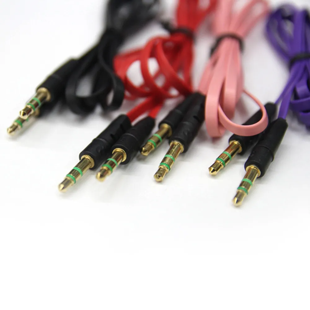 Разноцветный вспомогательный кабель Copy T 3 5 мм аудиокабель штырь плоский Aux 1 м