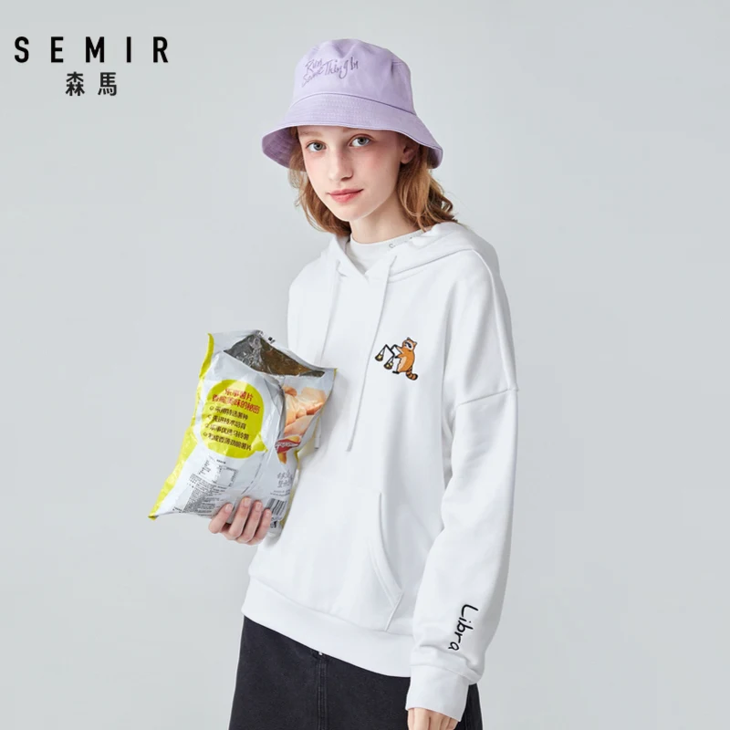 Куртка SEMIR женская оверсайз с капюшоном Свободный пуловер длинным рукавом