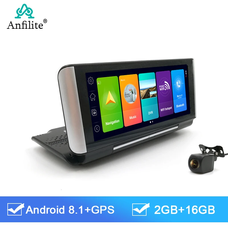 Anfilite 7 дюймов IPS 4G Android8.1 Автомобильный видеорегистратор GPS навигация 2 ГБ + 16 Гб FHD
