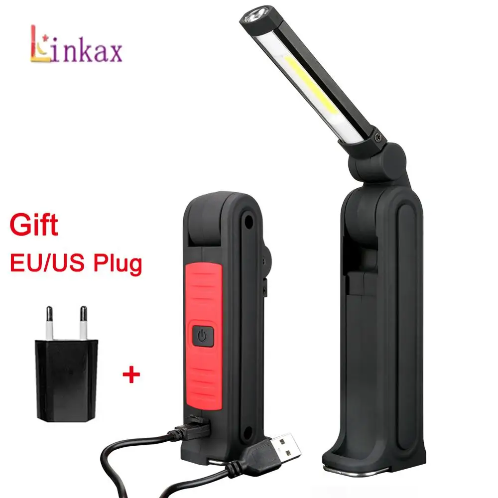 

COB светодиодный светильник-вспышка Портативный USB перезарядка поворот 300 рабочий светильник Магнитный фонарь Lanterna подвесной фонарь с крюко...