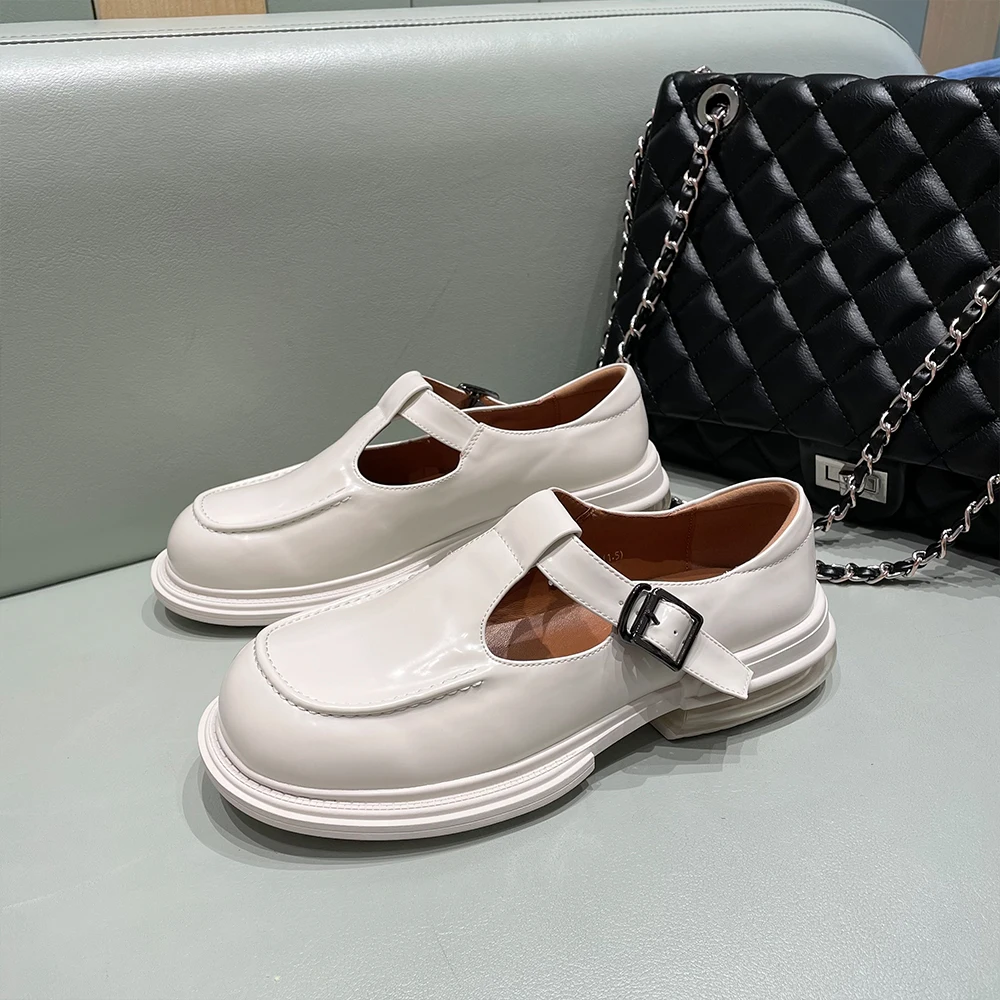 

Women's Mary Jane Shoes Platform Lolita Shoes Patent Leather Fashion Retro Square Toe Shoes Woman flats 2021