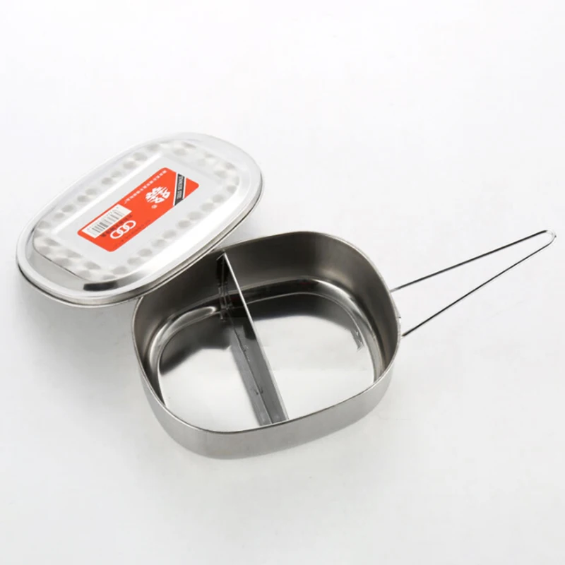 2.1L нержавеющая сталь квадратная коробка для обеда разделенный пищевой контейнер