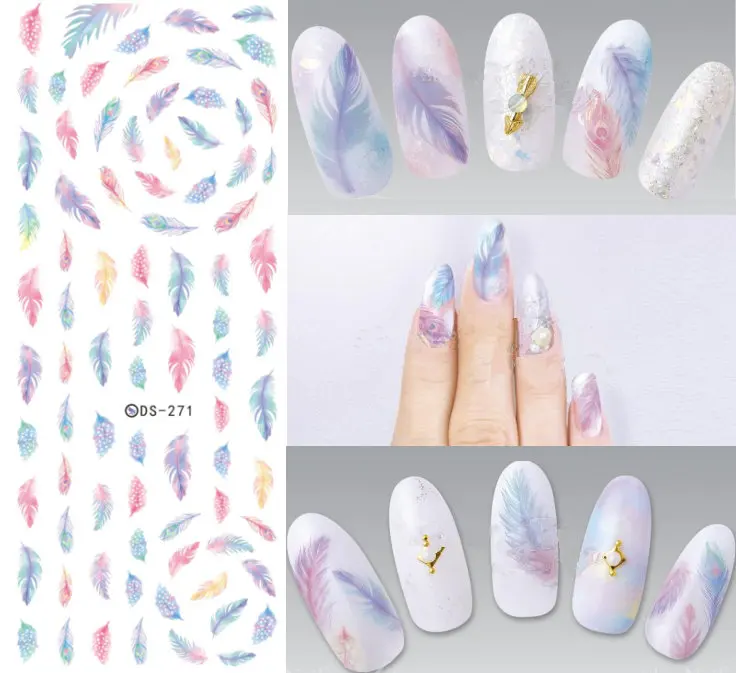 

DS271-300 DIY Water Transfer Stickers Beauty Harajuku Blue Totem Decoration Nail Wraps Sticker Fingernails Decals for Nails