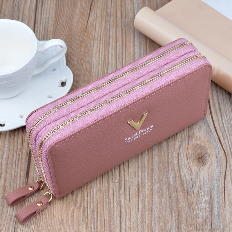 card holder key credit passport 2019 fashion travel minimalist luxury long v pink leather wallet women coin purse money carteira | Багаж и